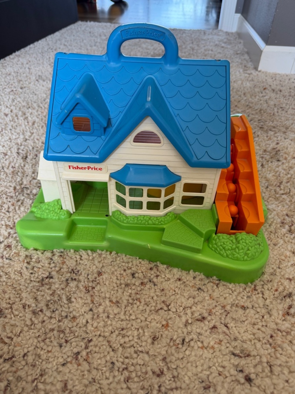 Fisher-Price Blue Roof Green Base Playhouse with Orange Slide